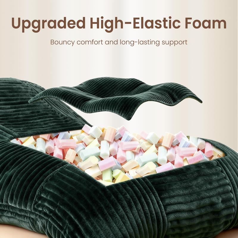 【versatile】Oversized Bean bag chair lazy sofa with base, 4 in 1 Convertible Bean Bag Couch with Base, Comfy Boneless Couch, soft and Comfortable Recliner Sofa Bed with Removable Upholstery for Living Room, or Bedroom