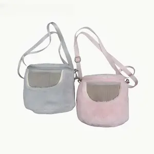 Portable Hamster Backpack Carrier, Warm Small Pet Bag for Gerbils & Teddy Bears, Round Cylinder Crossbody Bag for Outdoor Use