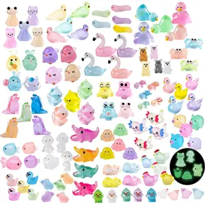 130 Pcs Glow-in-The-Dark Mini Resin 25 Styles Tiny Little Animal Figures Small Animal to Hide Luminous Miniature Figurines Bulk for Fairy Dollhouse Craft Accessories