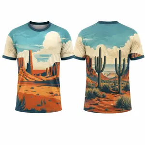 Arizona Desert Scenic All Over Print T-Shirt, Southwest Landscape Graphic Tee, Cactus Nature Adventure Unisex Shirt