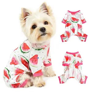 Dog Jumpsuit Cute Fruit Puppy Pajamas Warm Pets Onesie with Feet Outfit