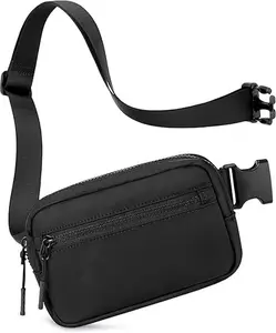 Small Sling Bag for Women and Men, Crossbody Bags Trendy Fanny Packs Chest Bag with Extended Strap（Black）