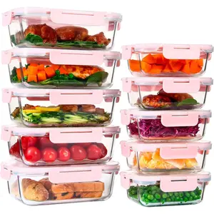 10 PACK Glass Food Storage Containers with Lids, Glass Airtight Meal Prep Container Set for Lunch, On the Go, Kitchen Pantry Organizers and Storage