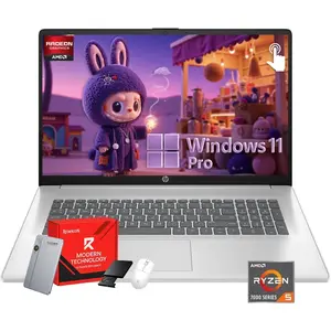 HP 17 Laptop Computer, 17.3" HD+ Touchscreen, AMD Ryzen 5-7430U, Up to 32GB RAM, Up to 2TB SSD, Windows 11 Pro, Backlit KB, Silver, Ideal for College & Home