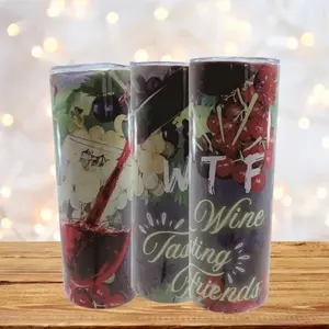Wine Tasting Friends 20oz Stainless Steel Tumbler - Funny & Customizable Tumblers- Perfect for Personal Use or Gifts - Drinkware, Durable, Spill Proof Lid, Metal Straw, Slip Resistant Leakproof Portable