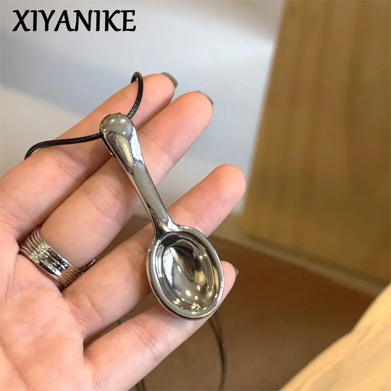 Exquisite Spoon Long Necklaces For Women Cute Fashion New Sweater Rope Chain Jewelry Gift Party collares para mujer