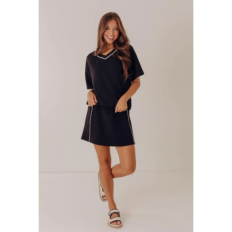 Simply Charming High Waist Scuba Skort in Black