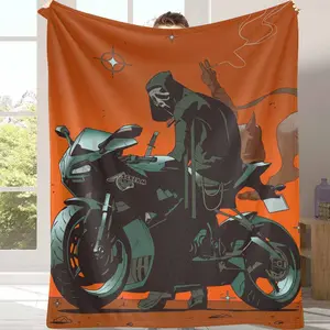 Reaper Motorcycle Fleece Blanket Ghostface Scream Print Pattern UltraSoft Cozy Warm Durable Lightweight Perfect for Living Room Bedroom Couch Sofa Car Travel Outdoor Camping Holiday Gifts Home Decor summerwins