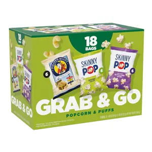 SkinnyPop Popcorn & Puffs Variety Variety Pack, SkinnyPop Original and Kettle Corn, and Pirate's Booty, Gluten-Free, Individually Sized Snack Bags, 0.5oz and 0.8oz Bags (18 Count)