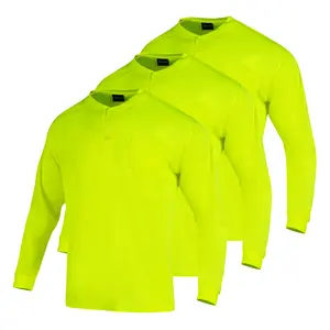 3 Pack Men's High Vis Long Sleeve Work Shirts Safety Construction Tee Shirt for Men