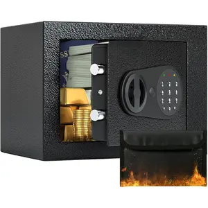 Fireproof Safe Box with Sensor Light & Fireproof Bag,  Safe Box with Digital Keypad, Safe Box for Home, 0.23 Cubic Small Safe with  & Pass Code for   Black