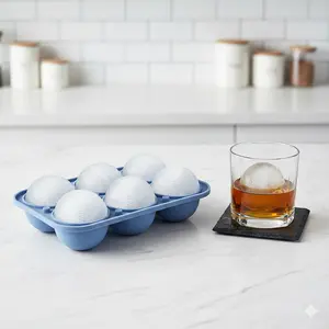 Includes 5 Bonus Assorted Ice Trays (6-Piece Value Bundle) Perfect Gift for Men & Baseball Fans: Silicone Baseball Ice Mold with 5 FREE Bonus Ice Trays - Built-in Funnel, Easy Release Large Ice Sphere Maker for Bourbon & Coffee