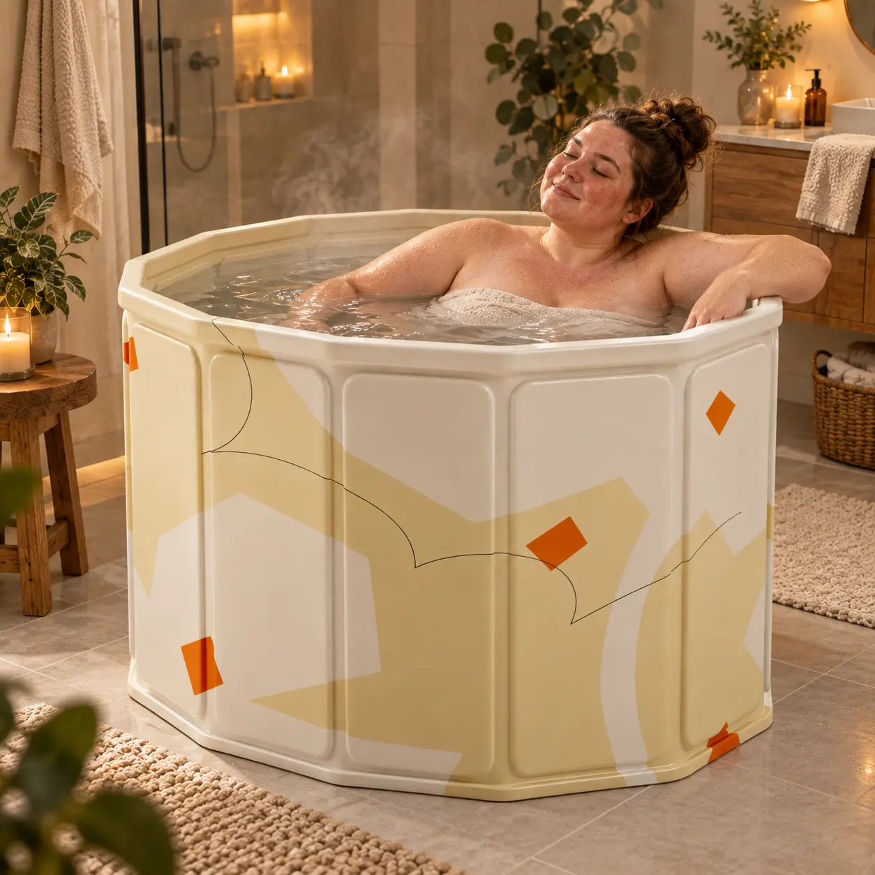 Portable Foldable Adult Bathtub for Above-Ground Soaking Baths - Stylish Black and White Design, 31.5" Wide, 25.98" Tall, 2 Color Options for Personal Relaxation