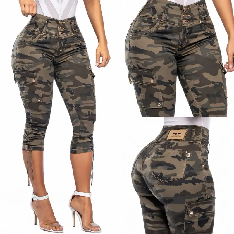 W80-745  Buttlifting Colombian camo Capry Fashion Fit Womenswear