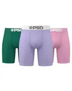 PSD Men's Basic Solid Boxer Briefs - 7 Inch Inseam Breathable and Supportive Men's Underwear with Moisture-Wicking Fabric