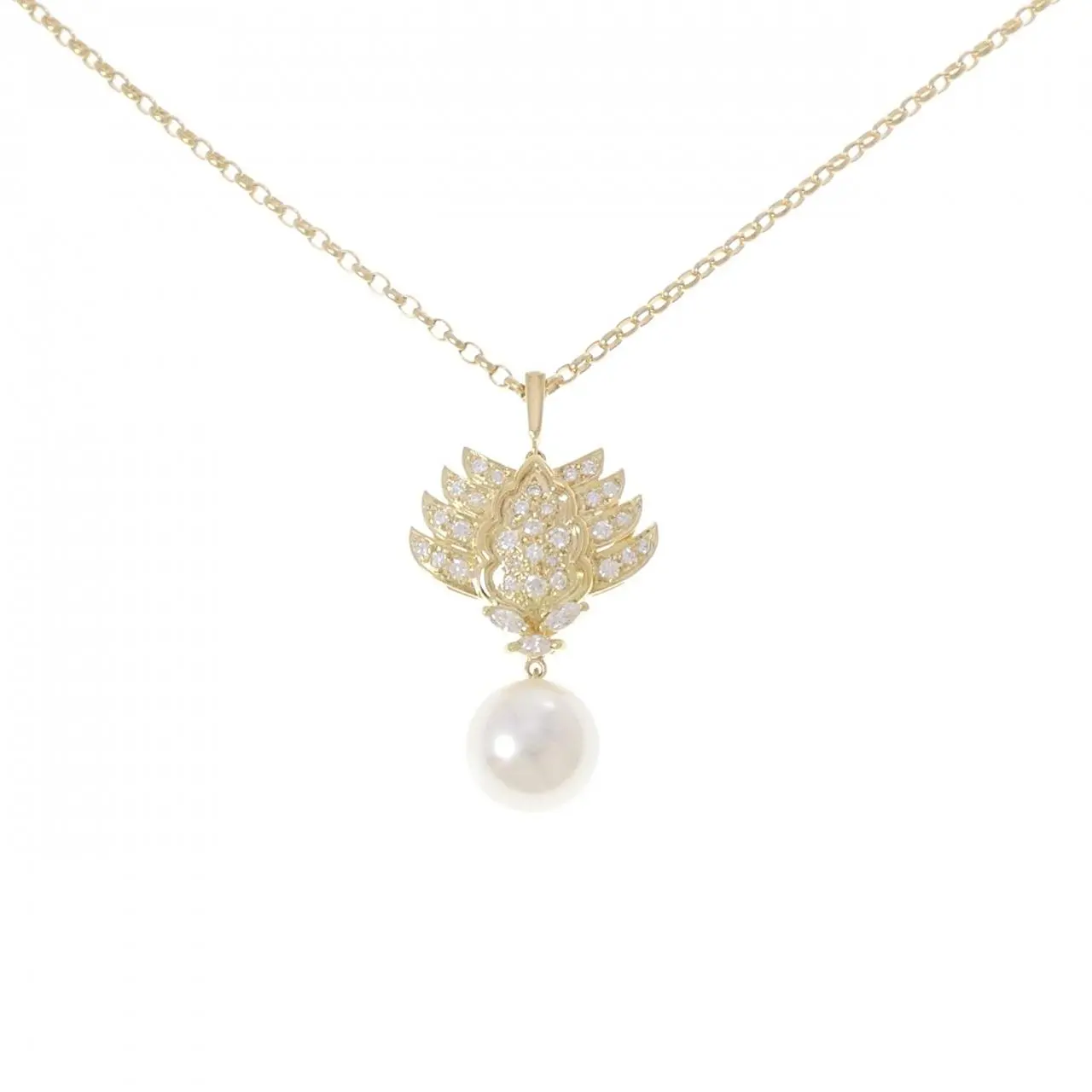 Mikimoto Au750 White South Sea Pearl Diamond Necklace