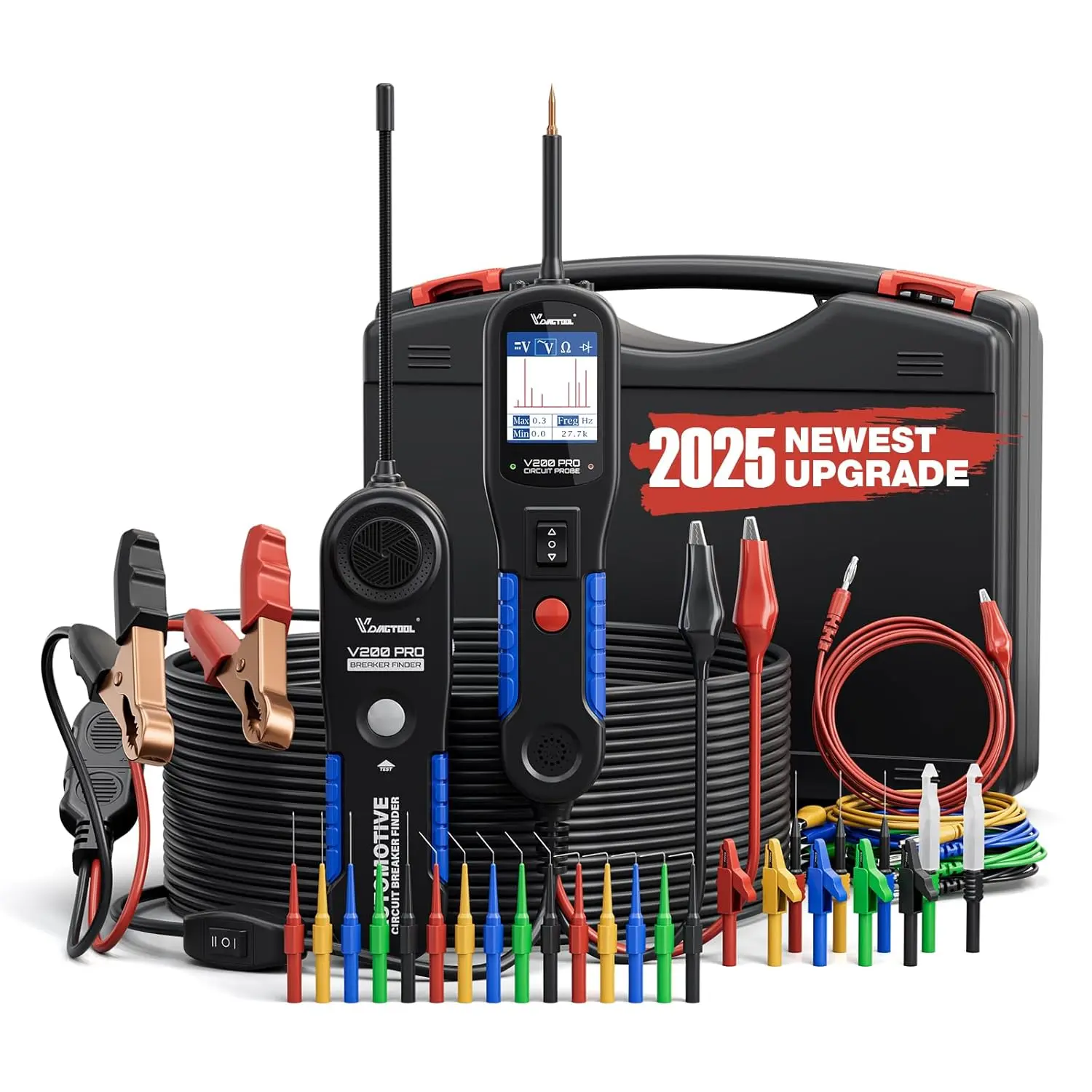 VDIAGTOOL V200 PRO Upgrade Kit - 3-in-1 Power Circuit Probe Diagnostic Tool, 12/24V AC/DC Voltage Tester, 30PCS Back Probe Kit, 40ft Cable Automotive Car Repair Tool, Father's Day Gift