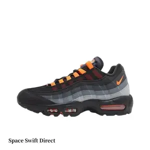 Black & Orange Low-Top Retro Air Cushion Sneakers | Streetwear Shock-Absorbing Running Shoes