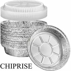 CHIPRISE 20-Piece Set, 8-Inch Round Aluminum Foil Baking Pans (with Clear Lids), Disposable Food Containers, Party Supplies, Kitchen Accessories. Ideal for storage, baking, meal prep, and reheating. Freezer and oven safe. Easy to use.