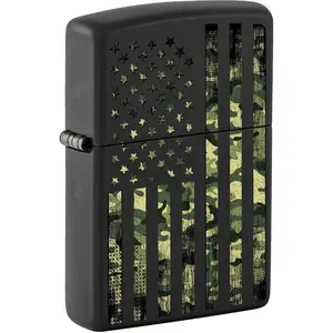 Zippo Lighter, Camouflage United States Flag - Black Matte 80983