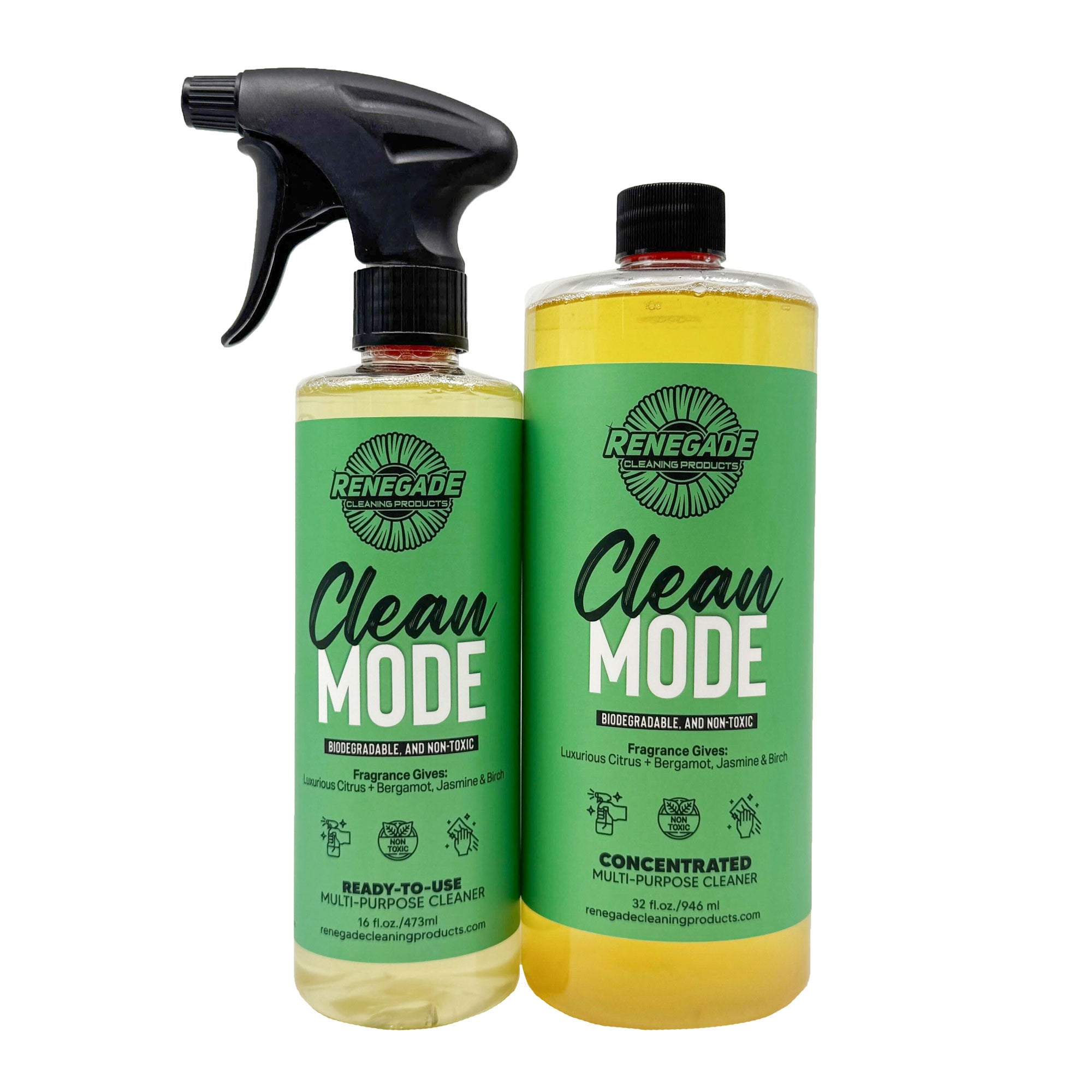 Renegade Cleaning | Clean Mode – Luxury Scented Multi-Purpose Cleaner | Plant-Derived, Biodegradable Surfactants | Ready-to-Use & Concentrate | Home, Kitchen, Car & Garage | Pineapple Bergamot Jasmine Rose Scent