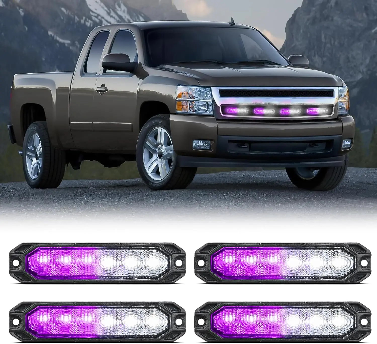Nilight 4PCS 6LED Strobe Light Module - Ultra Slim Surface Mount LED Work Light Bar, 12-24V Sync Flashing Kit with Gasket, ABS, 17 Flashing Patterns for Truck, ATV to Boost Day and Night Driving Safety