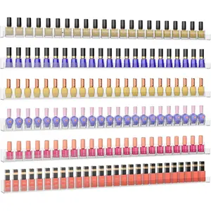 32 Inches   Polish Rack Shelf for Wall, Clear  Polish Organizer Wall Mounted for 192 Bottles, 6 Pack