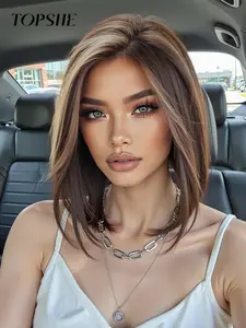 12 Inch Short Straight Wigs for Women, Gorgeous Fluffy Wigs without Bangs, Synthetic Lace Front Wigs for Party, Daily Use