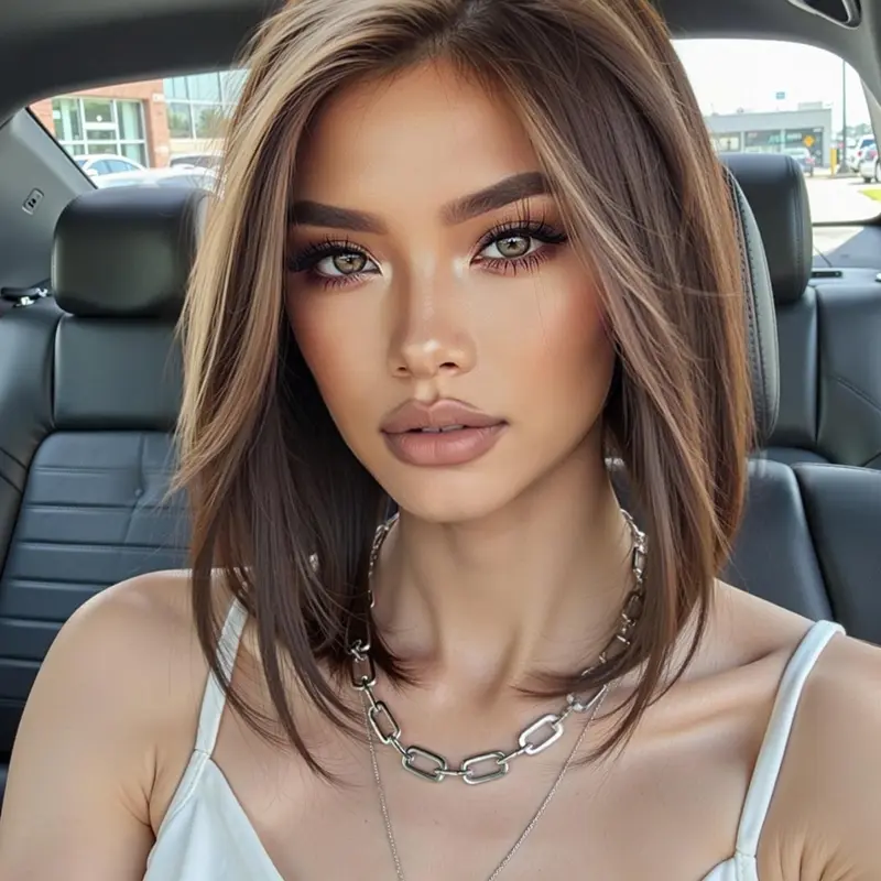 12 Inch Short Layered Straight Wigs for Women, Gorgeous Fluffy Natural Looking Wigs without Bangs, Synthetic Lace Front Wigs for Party, Daily Use, Daily Wear Wig, Lace Frontal Wigs, Synthetic Hair Wig, Fashion Wig