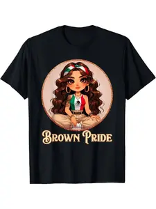 Summer t Shirts Brown Pride Chicana Chola Chibi Girl Hispanic Heritage Month T-Shirt Golf Gift T-Shirt For Men and Women