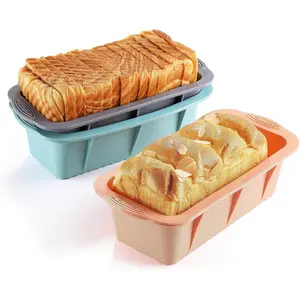 Silicone Bread Loaf Pan, Bread Pans for Baking, Easy Release Loaf Pan, Great for Homemade Bread, Cakes, Brownies, Dishwasher Safe (3 Colors, Nesting Design)