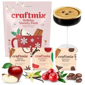 Craftmix Holiday Variety Pack, Makes 12 Drinks, Skinny Cocktail Mixers, Mocktails Non-Alcoholic Drinks - Made With Real Fruit - Vegan Low-Carb, Low-Sugar, Non-GMO, Dairy Free, Gluten Free, Easy to Mix
