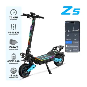 6MSKS Z5 Carbon Steel Flagship Electric Scooter | 60V3000W Dual Motors | 70km Range | Bluetooth Speaker | 12" All-Terrain Tires | 180kg Capacity | APP Control
