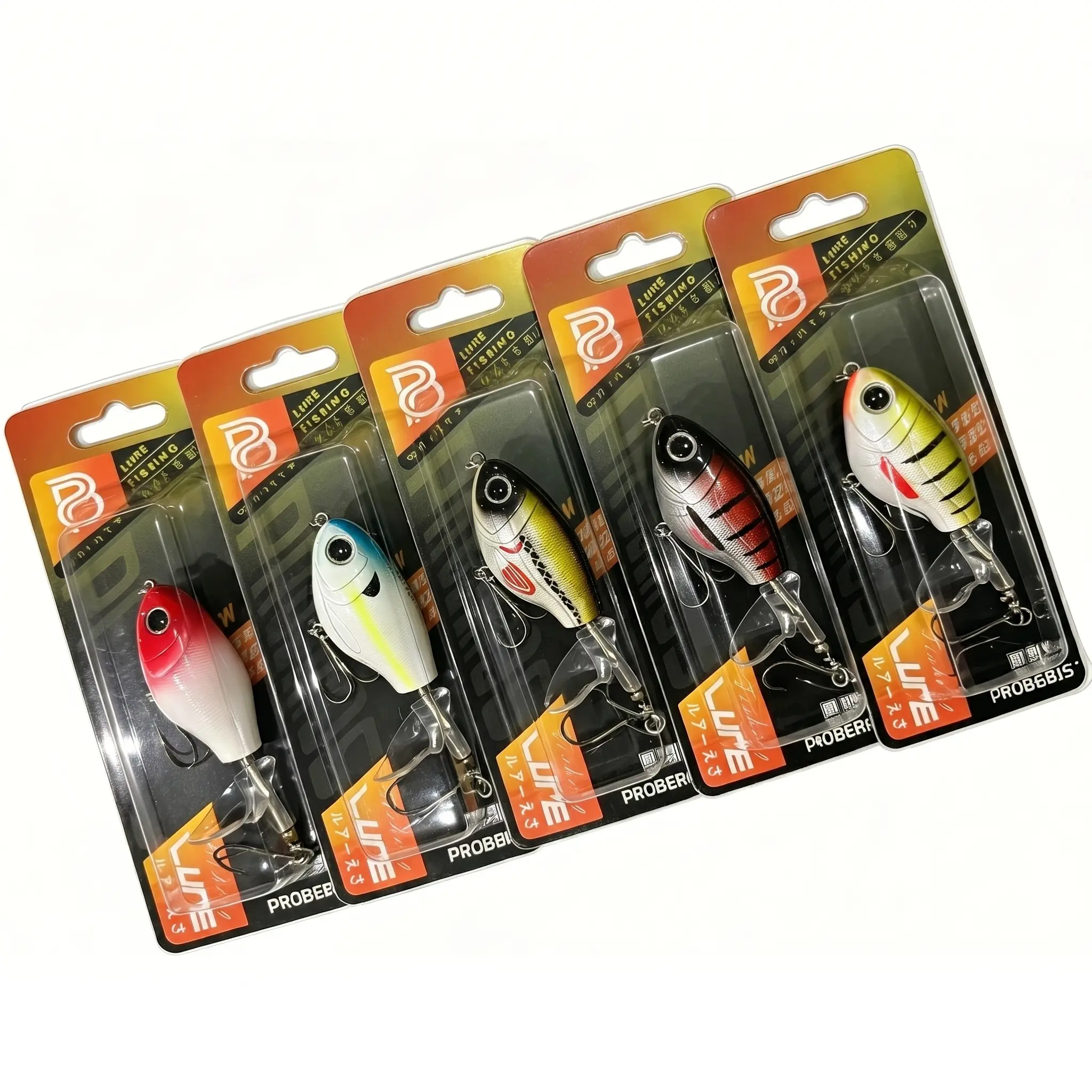 Proberos 5pcs Topwater Lures Set – Prop Bait, Propeller Bait, Whopper Plopper Style, Floating Pencil Bait, 12g 16g Hard Plastic Walking Bait, Bionic Noise Splash Action for Bass, Pike, Musky – Freshwater Fishing Lures