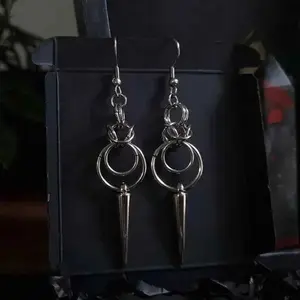 Forged in Shadow — Gothic Stainless Steel Chainmail Spike Earrings