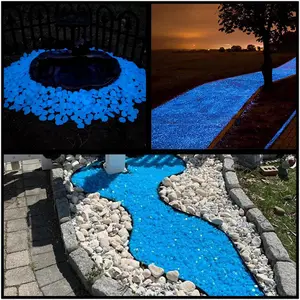 Glow in The Dark Rocks Outdoor, 500 Pack Blue Solar Rocks for Landscaping, Outdoor Decor Glow in The Dark Stones, Glowing Pebbles for Garden Backyard Patio Lawn Path, Powered by Sunlight