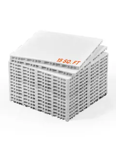 VEVOR Dryland Tiles for Hockey Floor Mat,  12 x 12 in 15 Pcs Interlocking Versatile Training Surface, Dance Floor Tiles, Hockey Training Equipment Board for Shooting (Ash Gray, 15 sq. ft/Box)