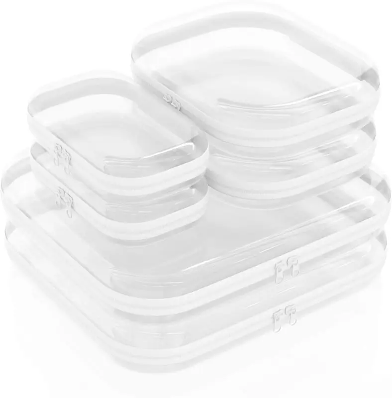 6pcs Clear organizer storage box, Transparent PVC Double Zipper Plastic Storage Pouch, Dustproof Travel Toiletry Bag, Waterproof Cosmetic Storage Cases, Portable Travel Makeup Organizer for Skincare, Clothes, Books & Small Objects, Mother's Day Gifts