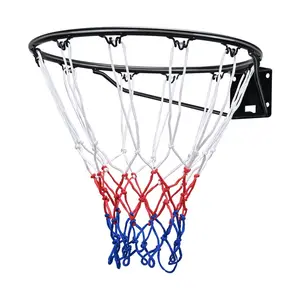 Basketball Rim Wall Door Mounted Hoop Heavy Duty Q235 Flex Rim Goal Replacement with Net Double Spring Standard 18 Inch Indoor Outdoor Hanging Hoop for Kids Adults