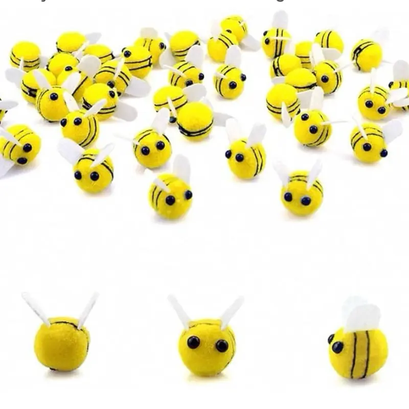 SaktopDeco 30 PCS Wool Felt Bees Felt for Crafts Mini Bee Plush Decor for Baby Shower Decorations Clothing Hat DIY Crafts