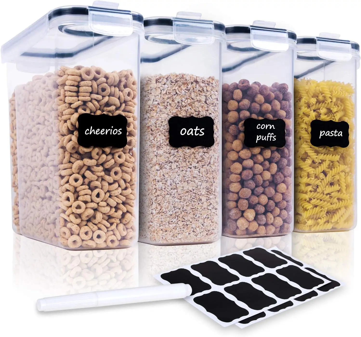 4-Piece Airtight Cereal Containers Storage Set - 135.2oz BPA-Free Large Plastic Kitchen Utensils, Reusable Food Preserving Dispenser Containers [New Deal]