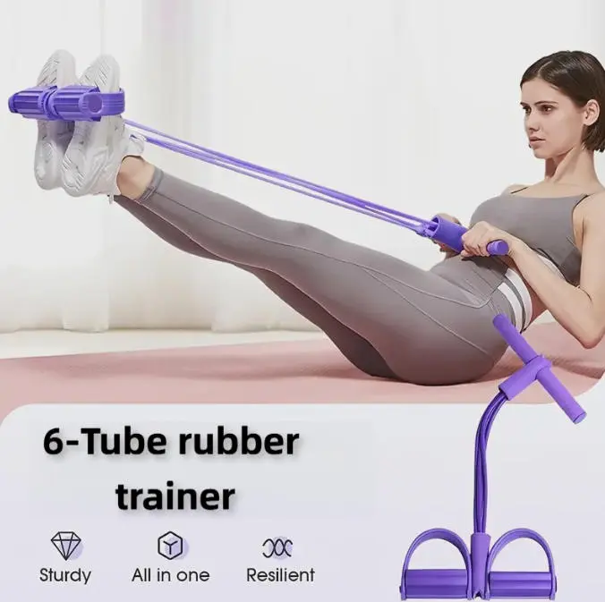 $5.99 Resistance Band with-Anti-Slip Foam Handles, 6-Tube rubber trainer, odor-free rubber. Yoga gear for full-body stretch, eases stiffness. Top selling fitness gear for home dorm office, hot sell workout tool for fitness fans.