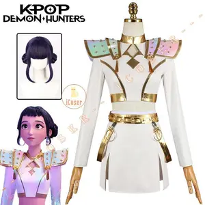 Devil Hunter Role Playing Costume White Stage Uniform Earrings Halloween Party Girl