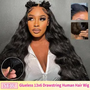 Bling Hair 32 34 36 Inch Body Wave Lace Front Wig With Elastic Drawstring Brazilian Glueless 13x4 13x6 Body Wave Hd Lace Frontal Wigs PrePlucked With Baby Hair For Women