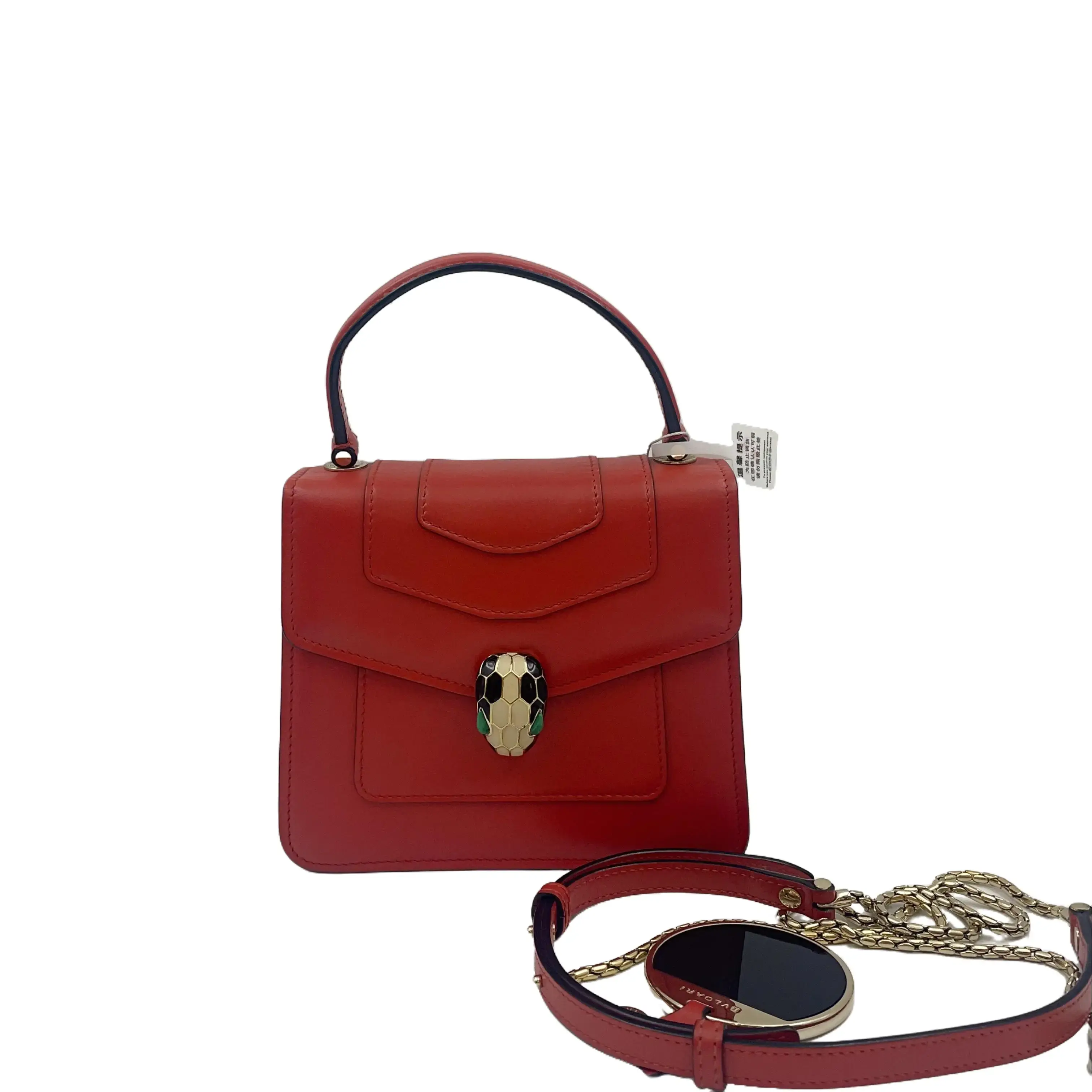 Pre-owned Bvlgari France Crossbody Bags Orange small handbag/shoulder bag of Serpenti Forever series hz51969