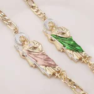 San Judas Tadeo Bracelet For Men, Women, Religious Bracelets, Cadena de Oro Laminado San Judas Tadeo