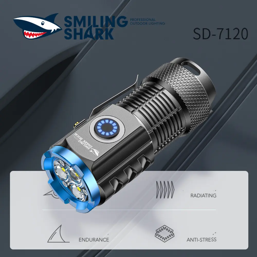 Smilingshark SD-7120 XTE*3 Mini Aluminum Alloy Handheld Emergency High Lumens White LED Outdoor Flashlight - Portable, Strong Beam, for Camping, Hiking, Emergency Flashlight, High Lumens Flashlights