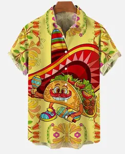 Cinco De Mayo Mexico Hawaiian Shirt, Cactus Tacos Sombrero Mexico Aloha Shirt, Funny Chili Pepper Mariachi Band Cool Shirt for Adults and Youth