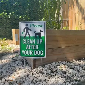 2D Flat - Dog Poop Reminder Sign - 9x12 Durable PP Metal Yard & Lawn Trim Sign with Bold Text, Green Background & White Border, Perfect for Front Yard Decor, Room Decoration, Home Decor Products, Dog Lawn Accessory, Weatherresistant Sign