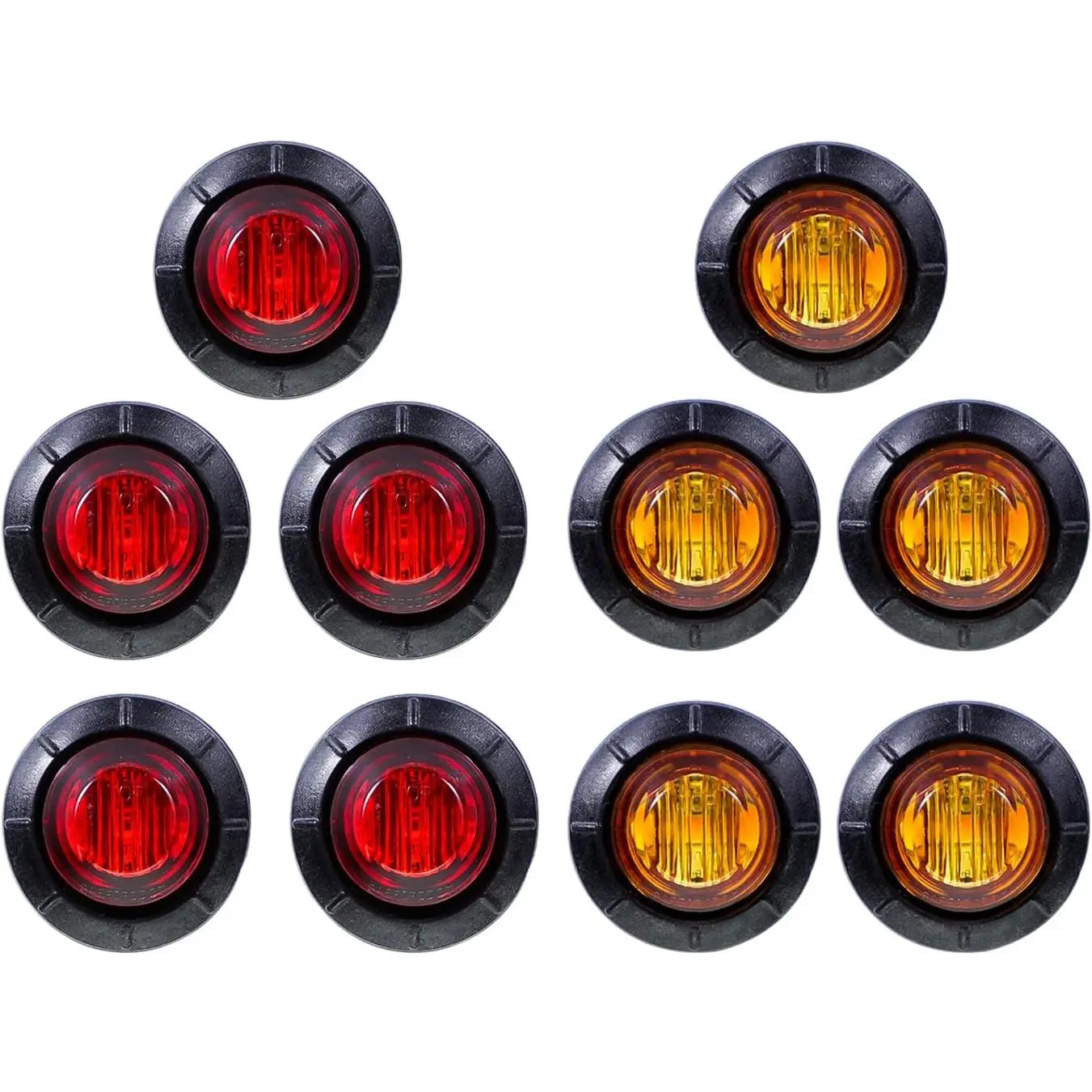 10 Pcs 3/4 Inch Waterproof LED Side Marker Bulbs - 5 Amber + 5 Red Drill-Mount SMD Indicator Lamps, Silicone-Sealed Polycarbonate Bullet Lights for 12V DC RV Trailer, Vibration-Resistant Universal Automotive Lighting